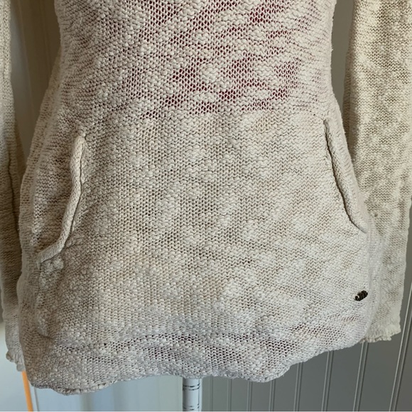 Ivory Roxy Wide Knit Throwover Sweater with Hood size Small - Picture 3 of 6